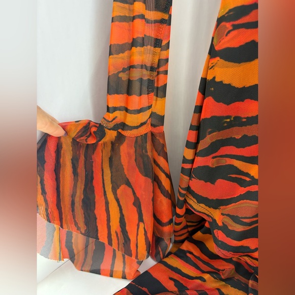 Orange tiger print mesh dress - Picture 2 of 5